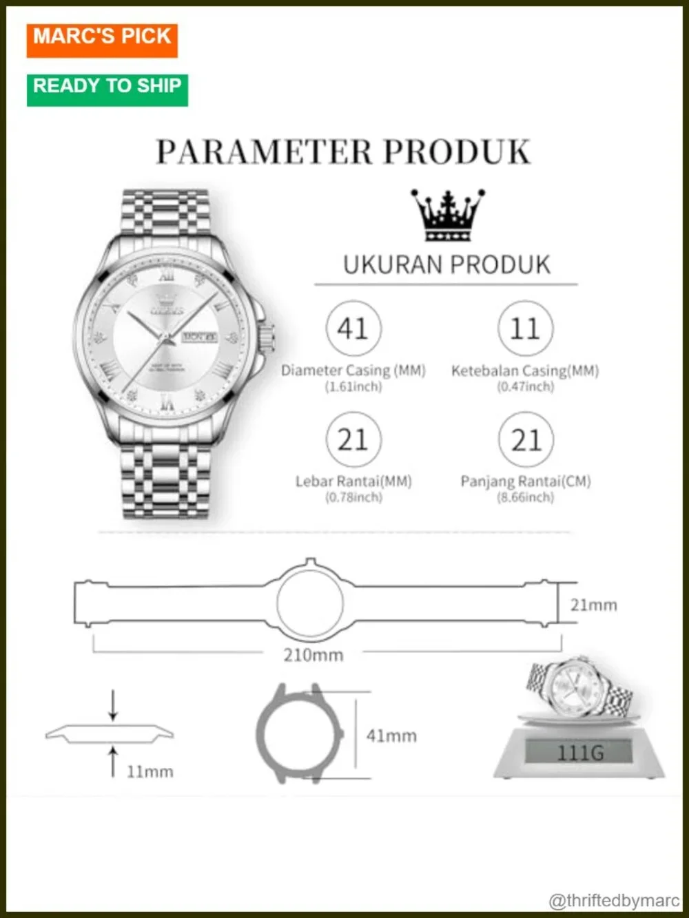 Men's Minimalist Stainless Steel Quartz Watch with Day Date Luminous
